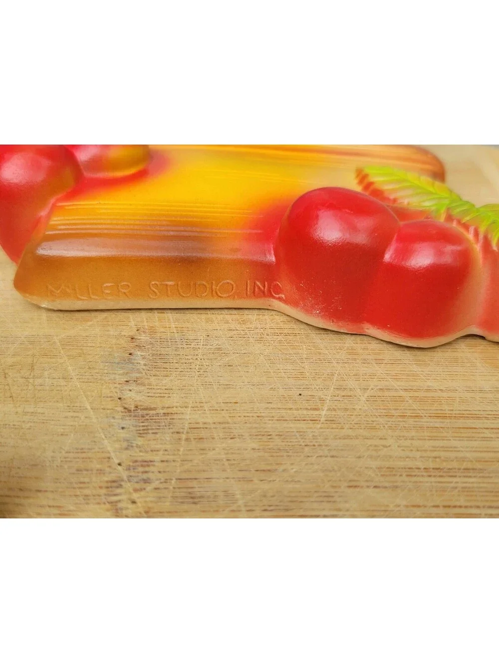 Vintage Miller Studio Cherry Fruit Chalkware Wall Plaques Set Of 4 Small USA